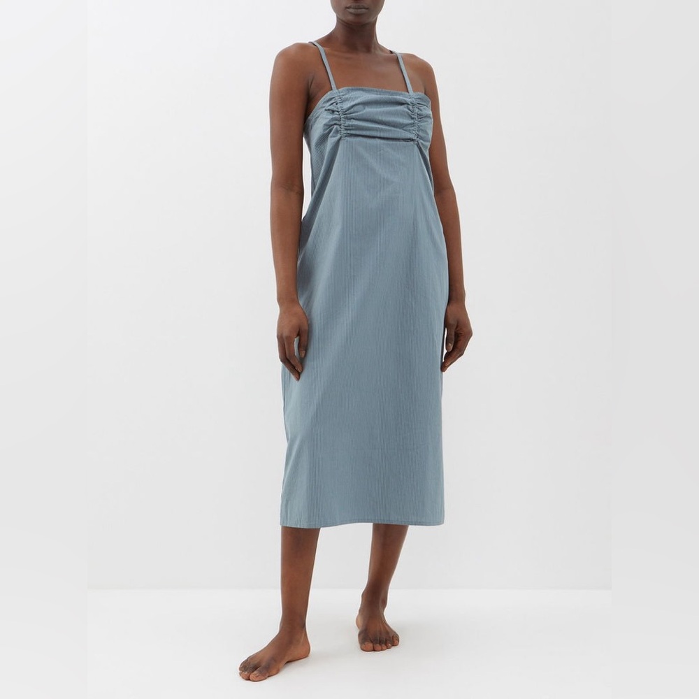 Deiji Studios Striped Dress - The Day Ruched Cotton Nightdress